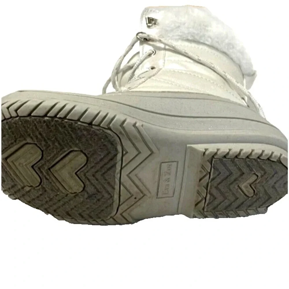 Eva & Zoe Elsie Girl Snow Boots Fur Lace Up‎ White Water Resistance 1Y